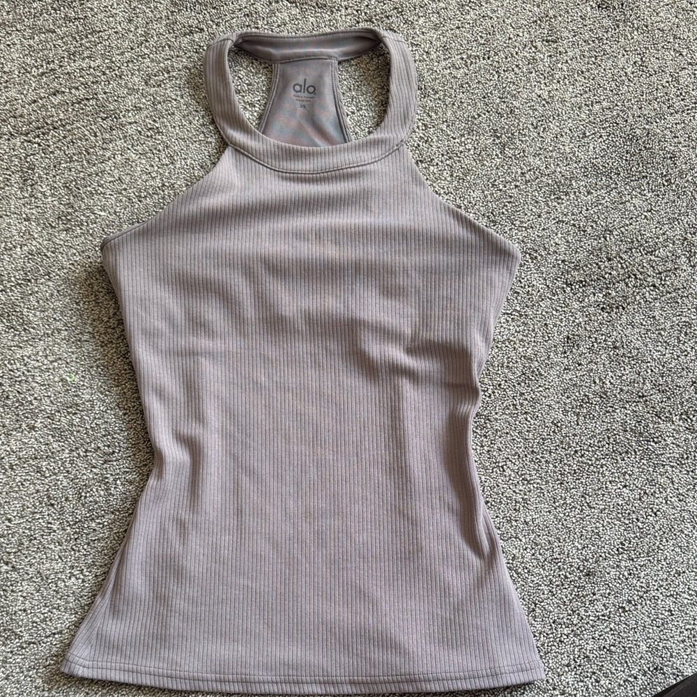 ALO Yoga Women's Taupe Ribbed Tank Top
